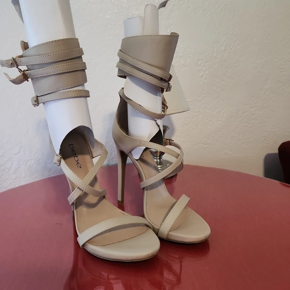 Bebe beige high heels size 6